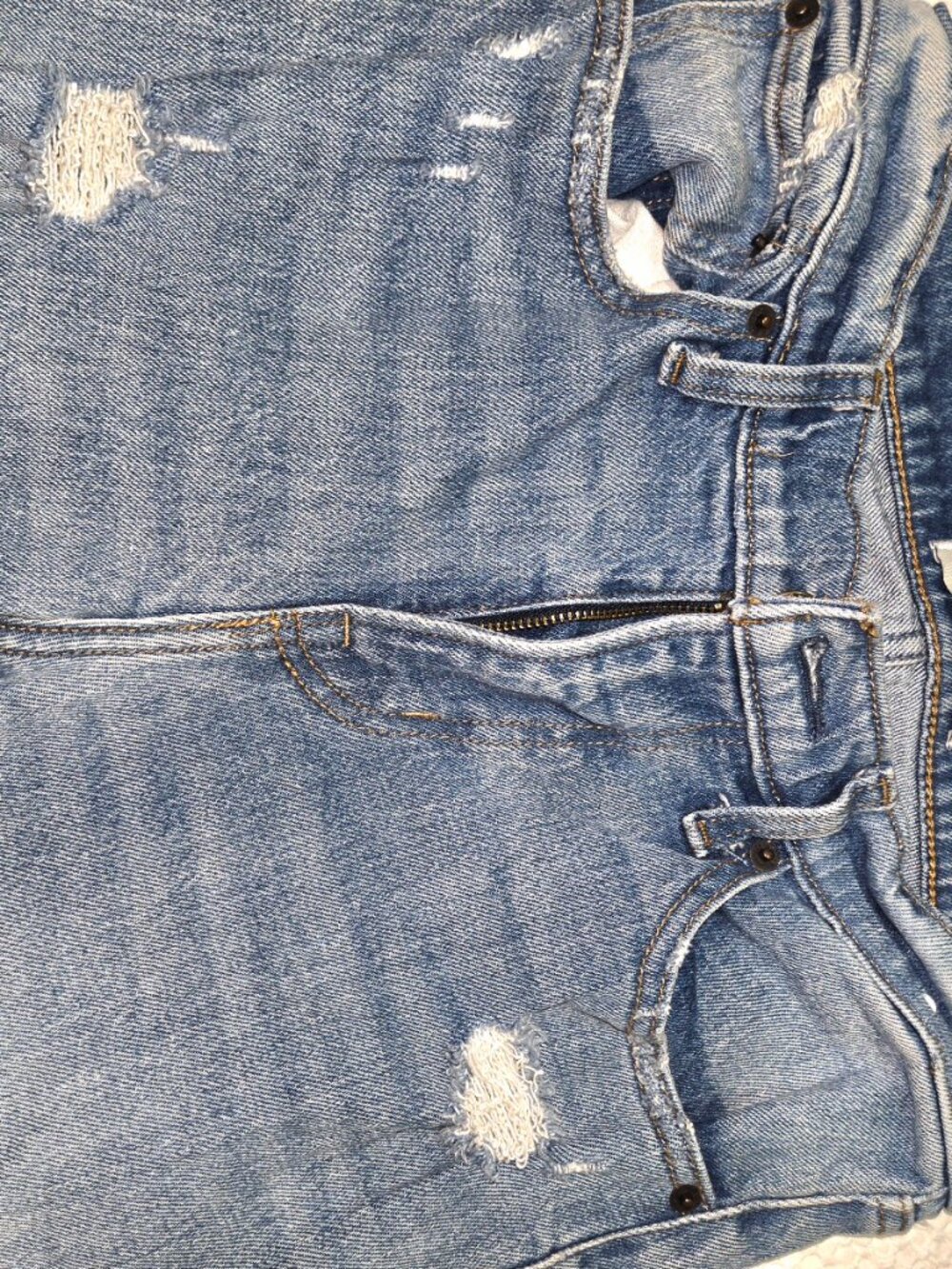Abercrombie & Fitch Mid Rise Boyfriend Jeans Distressed Light Wash Raw Size 24 - Picture 3 of 7